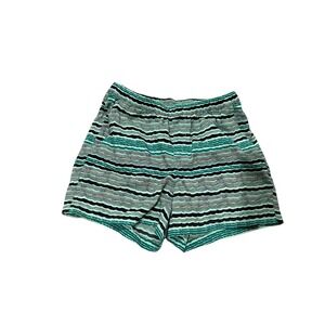 L.L. Bean Women's Striped Lounge Shorts Size S Blue Green Elastic Waist Casual
